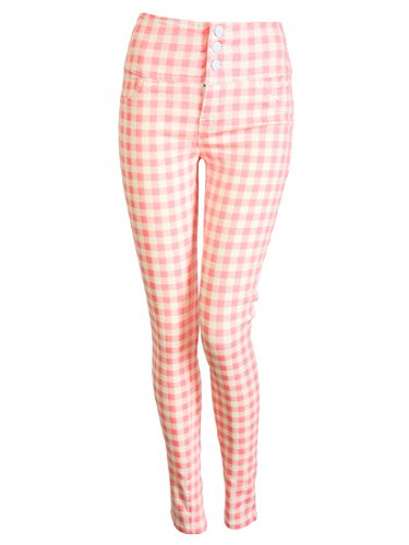 (サルース) salus ハイウエストギンガムチェック美脚ストレッチスキニー