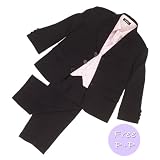 LG New Boys Black 5 Piece Jacket Pink Cravat Shirt Pants Waistcoat Wedding Pageboy Suit Size 0/3 Months-13/14 Years