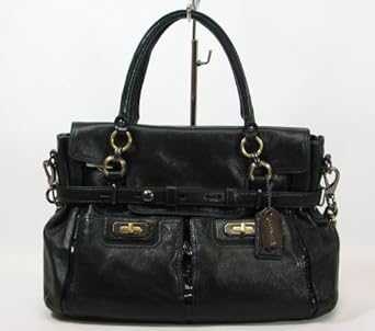 NEW AUTHENTIC COACH FLAGSHIP LARGE EW LEATHER FLAP SATCHEL TOTE (Black/Gunmetal/Brass)