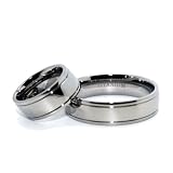 Blue Chip Unlimited - Matching 6mm Classic Polished Titanium Rings with 2 Grooves His & Hers Rings Wedding Bands Engagement Rings (Available in Whole & Half Sizes 4-16)
