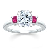 1.74 CT CUSHION DIAMOND W PRINCESS PINK SAPPHIRE RING