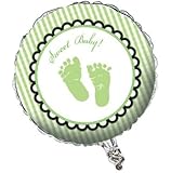 Creative Converting Sweet Baby Feet Green Two Sided Mylar Foil Balloon, 18"