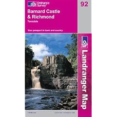 Barnard Castle and surrounding area OS Landranger Map 92