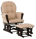 Stork Craft Hoop Glider and Ottoman Set, Black/Beige