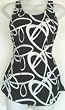 Alicia Simone Missy and Plus Size 1PC Sarong Swimsuit in Black/White Abstract Sizes 8-24