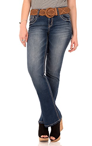 WallFlower Juniors Belted Luscious Curvy Bootcut Jeans
