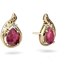 Genuine Pink Tourmaline 14kt Yellow Gold Filligree Earrings