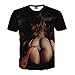 FaPlus Men's Fashion Tee 3D Sexy Girl Print T-Shirts, Beige, XXL