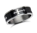 Celtic Cross Black Stainless Steel Mens Ring