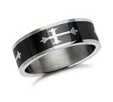 Celtic Cross Black Stainless Steel Mens Ring