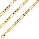 14k Solid Gold Figaro Ficonucci Chain Necklace 6mm 22" Inch
