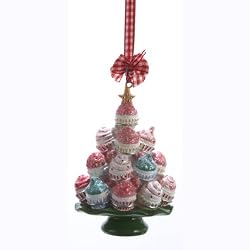 3.75" Cupcake Heaven "Sugared" Tree on Green Plate Christmas Ornament