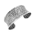 .925 Silver Flower Filigree Cuff Bracelet