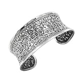 .925 Silver Flower Filigree Cuff Bracelet