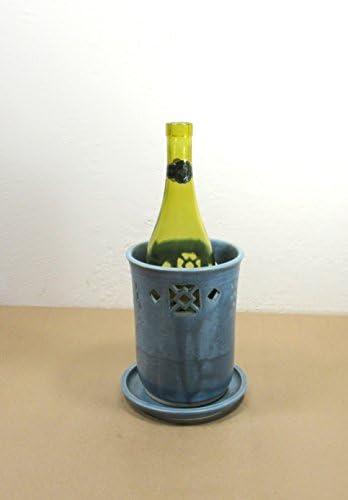 Hand carved Wine Chiller in blue glaze