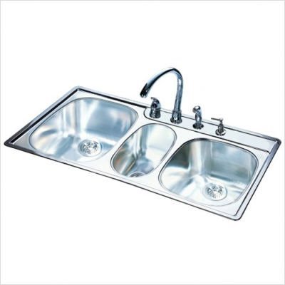 Why Choose FrankeUSA OTSK954BX 20 Gauge Offset Triple Bowl Stainless Steel 43x22in. Topmount Sink