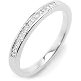 Image of Platinum and Diamond Princess Cut Half Eternity Ring- 0.16ct Dia