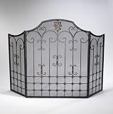 Iron Scroll Medallion Fireplace Screen Bronze NEW
