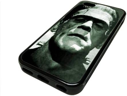 Apple iPhone 5C 5 C Case Cover Frankenstein Creepy Look DESIGN BLACK RUBBER SILICONE Teen Gift Vintage Hipster Fashion Design Art Print Cell Phone Accessories