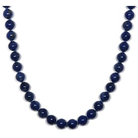 Sterling Silver 8mm Lapis Bead Necklace, 24" by 