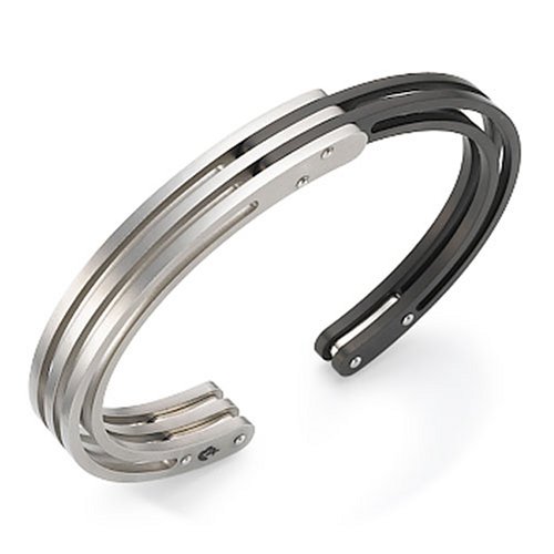 Stainless Steel Half and Half Cuff Bracelet