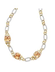 Sterling Silver Vermeil Champagne CZ Necklace - 18 Inch