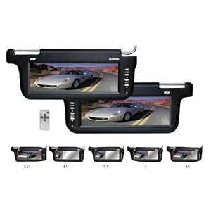 PYLE PLVSR10BK 10.2 TFT LCD Left and Right Sun Visor Monitors, Black (Pair) by Pyle