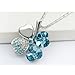 White Gold Plated Swarovski Crystal Heart Leaf Clover Pendant Necklace