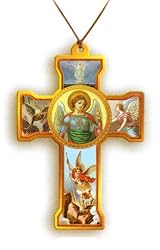 St. Michael Necklace with Cord, 2 x 1.5" - MADE IN ITALY
