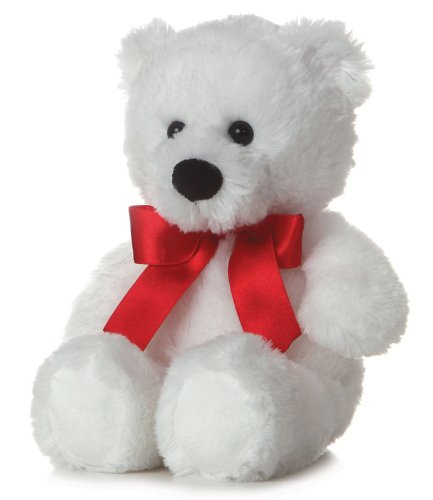 Aurora 15" Plush HUGGY BEAR White w/ Red Bow
