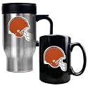 NIB Cleveland Browns NFL Steel Coffee Travel Mugs
