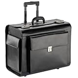 Dermata XXL Pilotenkoffer Trolley Leder 50 cm (schwarz)