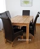 CHELSEA NEW 6' SOLID OAK DINING TABLE & LEATHER CHAIRS