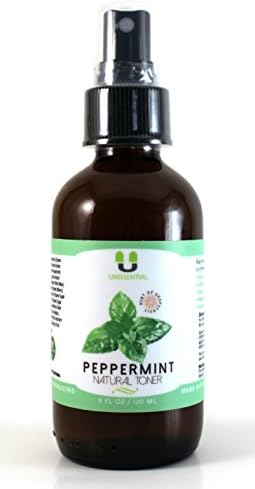 Peppermint Natural Toner with Atomizer Spray - 4oz Glass Bottle - Minty, Cooling with a Hint of Grapefruit - Helps Restore and Maintain a Youthful, Glowing Complexion - Made with Organic Ingredients