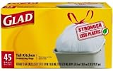 Glad Tall Kitchen Drawstring Garbage Bags, White, 13 Gallon