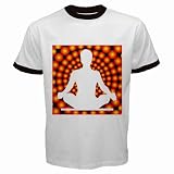 Men's Customized LIFESTYLE LIVING MEDITATION NATURE ORANGE 100% Cotton White Ringer T-shirt