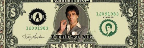 1art1 43340 Scarface - Dollar-Schein I T&uuml;r-Poster (158 x 53 cm)