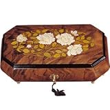 Italian Inlaid Wooden Floral Music Box - A