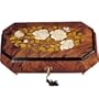 Italian Inlaid Wooden Floral Music Box - A