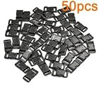 Cosmos ® 50 PCS 3/8 Black Color Flat Shape Plastic Side Release Plastic Buckles with Cosmos Fastening Strap