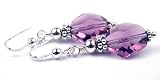 Amethyst Swarovski Crystal Sterling Silver Birthstone Earrings