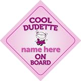 Cool Dudette On Board Personalised Car Sign New Baby Girl / Child Gift / Present