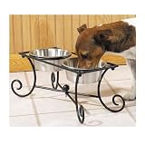Pet Studio Wrought Iron Diner W/2 Bowls 1 Quart