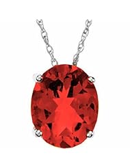 14K White Gold Oval Cut Chatham Created Ruby Pendant -- LIFETIME WARRANTY