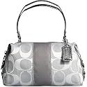 AUTHENTIC COACH SIGNATURE STRIPE ZIP SATCHEL BAG (Gray/Silver)