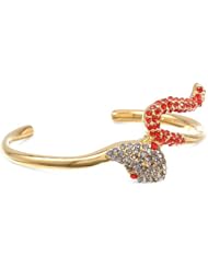 KARA by Kara Ross Crystal Snake, Gold with Red and Purple Crystals Cuff Bracelet, 2"