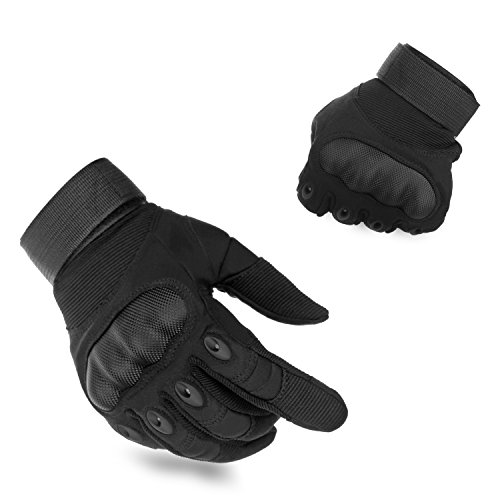 KevenAnna Full Finger Cycling Motorcycle Gloves Outdoor Tactical Gloves for Military Gear Men s Military Gloves for Army Tactical Gear (1-Black, Medium)