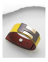 Yellow Leather Bracelet In White Base