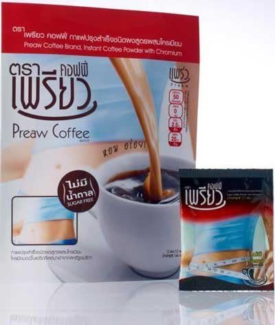 Preaw Instant Coffee Suger Freesugar 12g X 12 Sachets 2 Pack Thai by Preaw