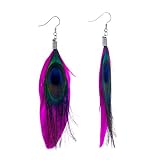 Pugster Mothers Day Gifts Mom Earrings Peacock's Tail Rose Feather Earrings
